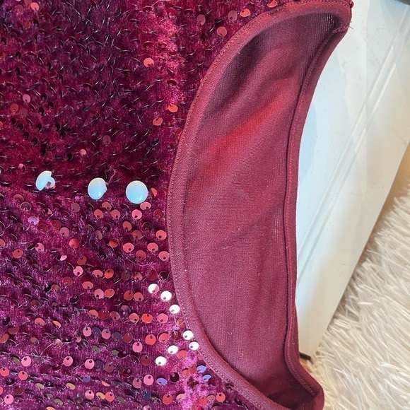 NWOT, plus size dressy 3/4 sleeve, long tunic style blouse. Red sequin. 3X - Picture 6 of 7